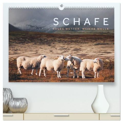 Schafe - Raues Wetter, weiche Wolle (hochwertiger Premium Wandkalender 2027 DIN A2 quer), Kunstdruck in Hochglanz