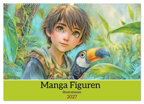 Manga Figuren - Illustrationen (Wandkalender 2027 DIN A2 quer), CALVENDO Monatskalender