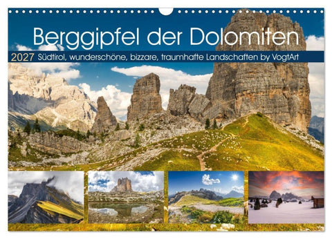 Berggipfel der Dolomiten (Wandkalender 2027 DIN A3 quer), CALVENDO Monatskalender