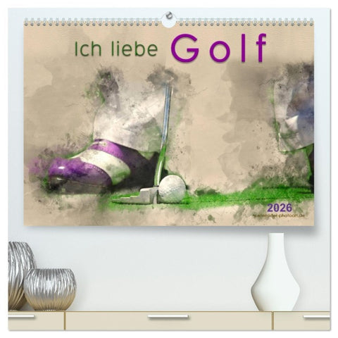 Ich liebe Golf (hochwertiger Premium Wandkalender 2026 DIN A2 quer), Kunstdruck in Hochglanz