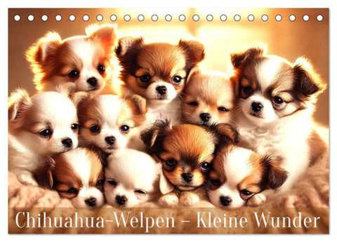 Chihuahua-Welpen – Kleine Wunder (Tischkalender 2027 DIN A5 quer), CALVENDO Monatskalender
