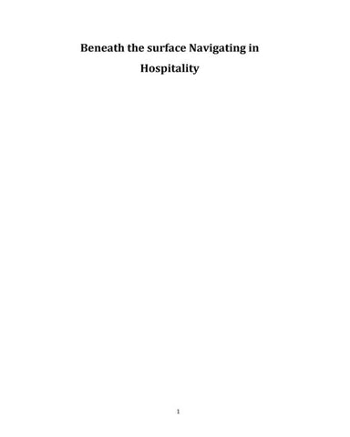 Beneath the surface Navigating in Hospitality