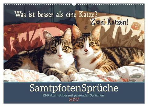 Samtpfotensprüche (Wandkalender 2027 DIN A2 quer), CALVENDO Monatskalender
