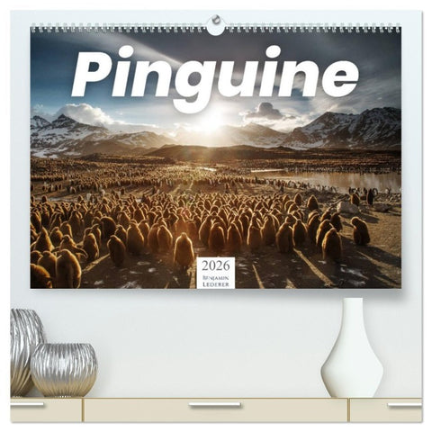 Pinguine - Die sympathischen Frack-Träger (hochwertiger Premium Wandkalender 2026 DIN A2 quer), Kunstdruck in Hochglanz
