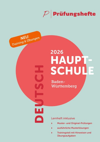 Prüfungsheft - 2026 Deutsch Hauptschule – Baden-Württemberg – Original-Prüfungen und Lösungen