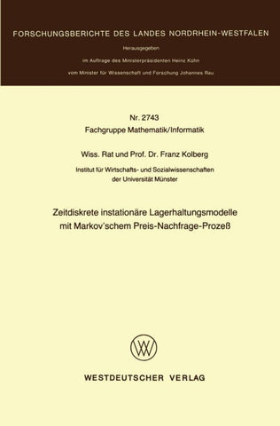 Zeitdiskrete instationäre Lagerhaltungsmodelle mit Markov’schem Preis-Nachfrage-Prozeß