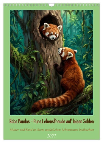 Rote Pandas – Pure Lebensfreude auf leisen Sohlen (Wandkalender 2027 DIN A3 hoch), CALVENDO Monatskalender
