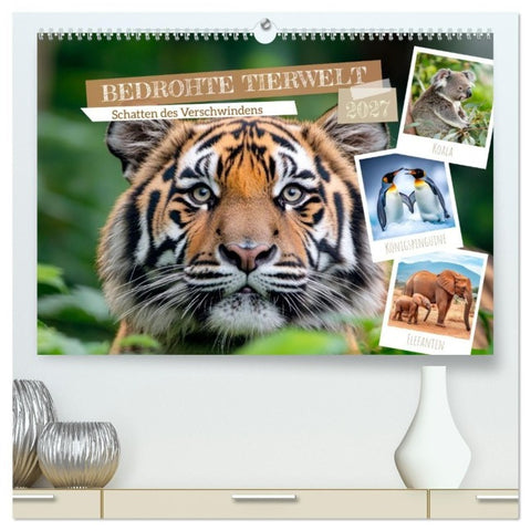 Bedrohte Tierwelt SCHATTEN DES VERSCHWINDENS (hochwertiger Premium Wandkalender 2027 DIN A2 quer), Kunstdruck in Hochglanz