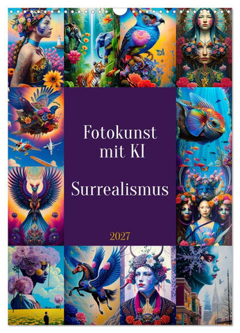 Fotokunst mit KI - Surrealismus (Wandkalender 2027 DIN A3 hoch), CALVENDO Monatskalender
