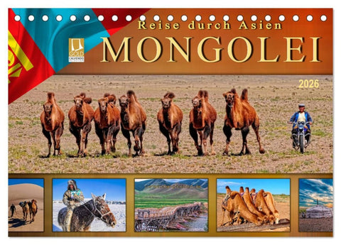 Reise durch Asien - Mongolei (Tischkalender 2026 DIN A5 quer), CALVENDO Monatskalender