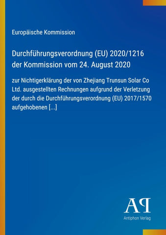 Durchführungsverordnung (EU) 2020/1216 der Kommission vom 24. August 2020