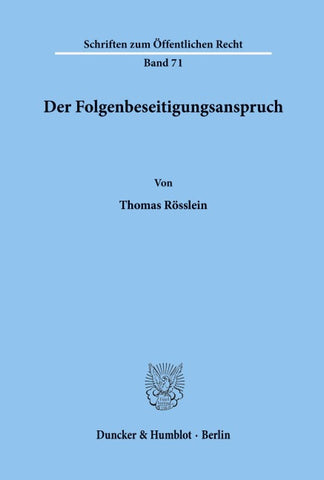 Der Folgenbeseitigungsanspruch.