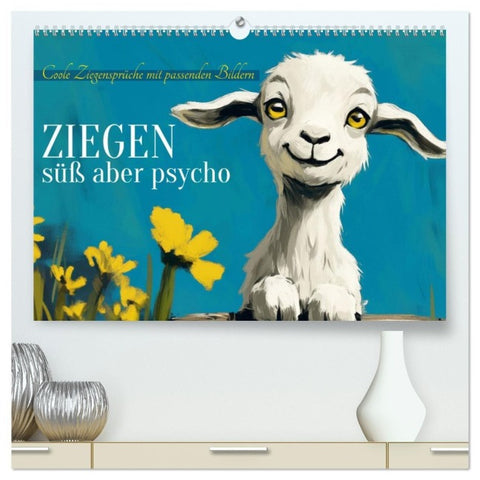 Ziegen, süß aber psycho (hochwertiger Premium Wandkalender 2027 DIN A2 quer), Kunstdruck in Hochglanz