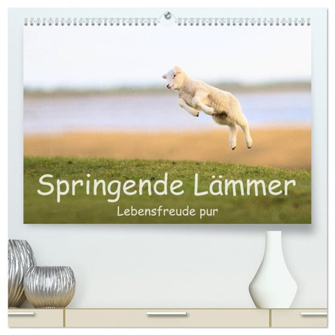 Springende Lämmer: Lebensfreude pur (hochwertiger Premium Wandkalender 2027 DIN A2 quer), Kunstdruck in Hochglanz