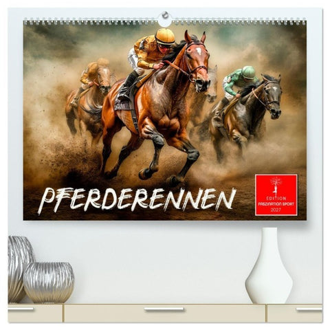 Pferderennen (hochwertiger Premium Wandkalender 2027 DIN A2 quer), Kunstdruck in Hochglanz