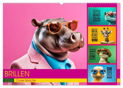 BRILLEN - coole Sprüche (Wandkalender 2026 DIN A2 quer), CALVENDO Monatskalender