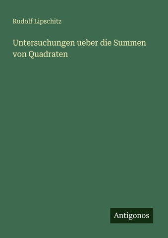 Untersuchungen ueber die Summen von Quadraten