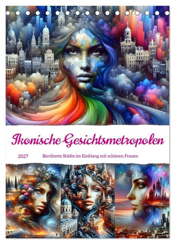 Ikonische Gesichtsmetropolen (Tischkalender 2027 DIN A5 hoch), CALVENDO Monatskalender