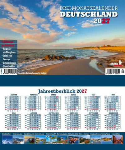 Drei-Monatskalender Deutschland 2027