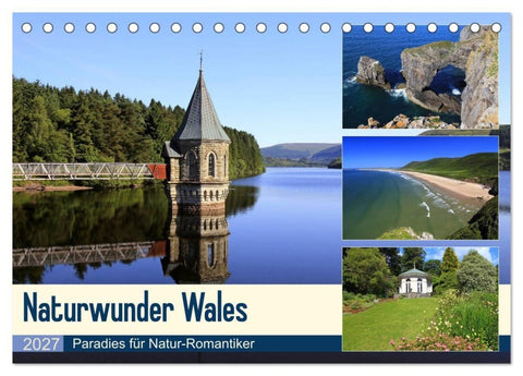 Naturwunder Wales (Tischkalender 2027 DIN A5 quer), CALVENDO Monatskalender