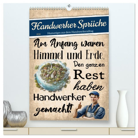 Handwerker Sprüche (hochwertiger Premium Wandkalender 2026 DIN A2 hoch), Kunstdruck in Hochglanz