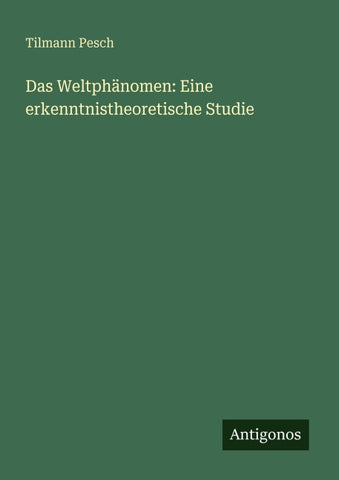 Das Weltphänomen: Eine erkenntnistheoretische Studie