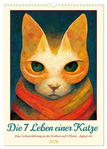 Die 7 Leben einer Katze (Wandkalender 2026 DIN A3 hoch), CALVENDO Monatskalender