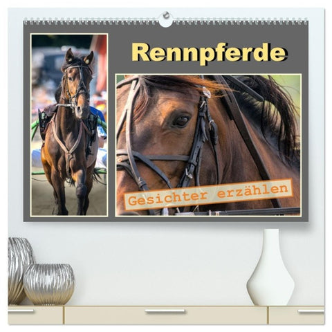 Rennpferde - Gesichter erzählen (hochwertiger Premium Wandkalender 2027 DIN A2 quer), Kunstdruck in Hochglanz
