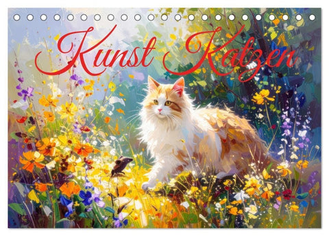 Kunst Katzen (Tischkalender 2026 DIN A5 quer), CALVENDO Monatskalender