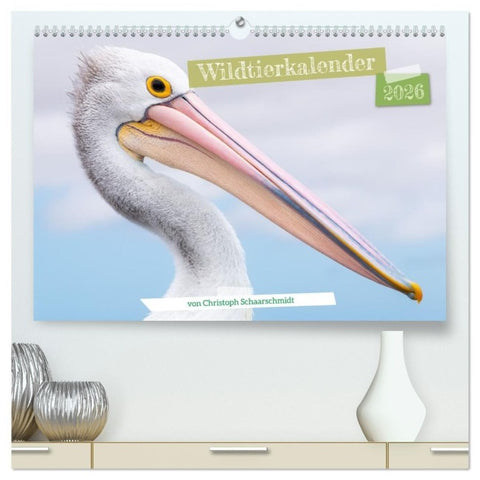 Wildtierkalender (hochwertiger Premium Wandkalender 2026 DIN A2 quer), Kunstdruck in Hochglanz
