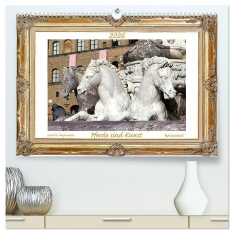 Pferde sind Kunst - horizontal (hochwertiger Premium Wandkalender 2027 DIN A2 quer), Kunstdruck in Hochglanz