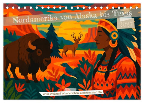 Nordamerika von Alaska bis Texas - Wild, Weit und Wunderschön (Tischkalender 2027 DIN A5 quer), CALVENDO Monatskalender