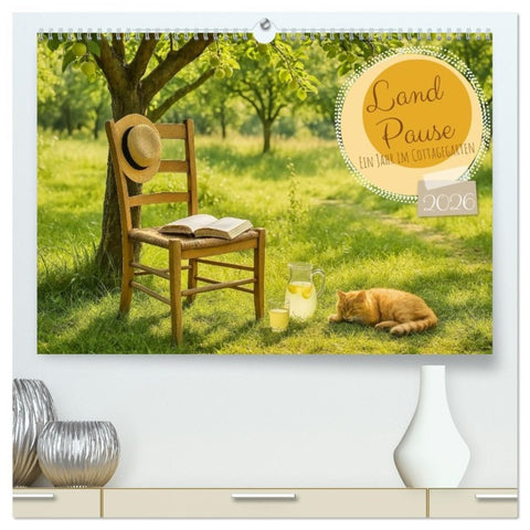 Land Pause - Ein Jahr im Cottagegarten (hochwertiger Premium Wandkalender 2026 DIN A2 quer), Kunstdruck in Hochglanz