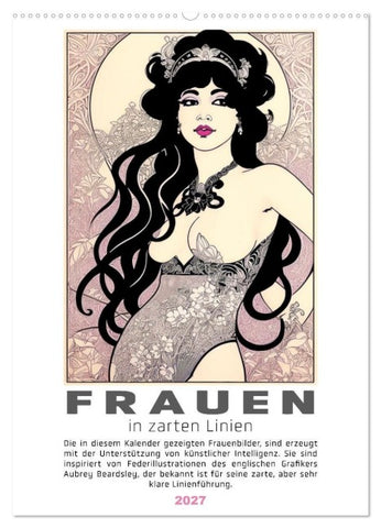 Frauen in zarten Linien (Wandkalender 2027 DIN A2 hoch), CALVENDO Monatskalender