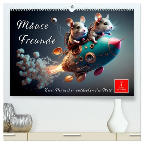 Mäuse Freunde (hochwertiger Premium Wandkalender 2027 DIN A2 quer), Kunstdruck in Hochglanz
