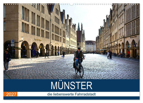 Münster - die liebenswerte Fahrradstadt (Wandkalender 2027 DIN A2 quer), CALVENDO Monatskalender
