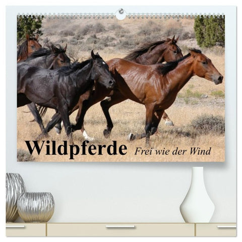 Wildpferde. Frei wie der Wind (hochwertiger Premium Wandkalender 2027 DIN A2 quer), Kunstdruck in Hochglanz