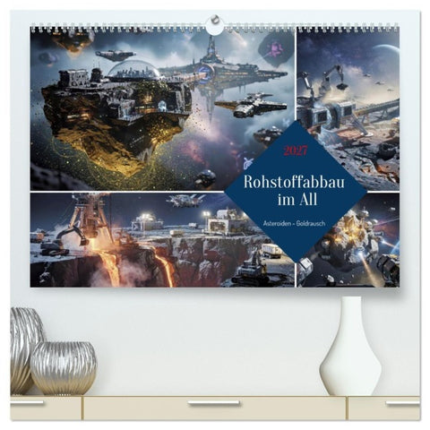 Rohstoffabbau im All (hochwertiger Premium Wandkalender 2027 DIN A2 quer), Kunstdruck in Hochglanz