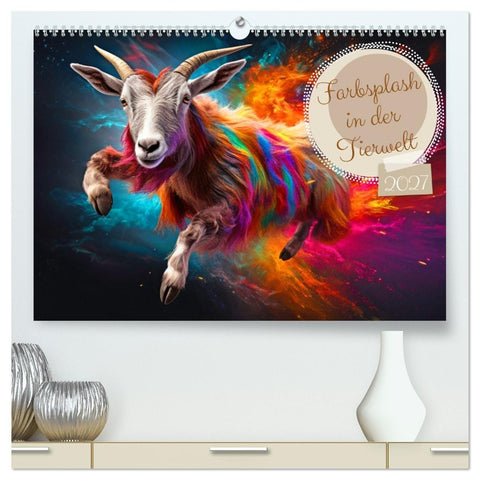 Farbsplash in der Tierwelt (hochwertiger Premium Wandkalender 2027 DIN A2 quer), Kunstdruck in Hochglanz