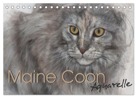 Maine Coon Aquarelle (Tischkalender 2027 DIN A5 quer), CALVENDO Monatskalender