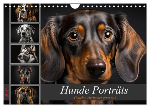 Hunde Porträts (Wandkalender 2027 DIN A4 quer), CALVENDO Monatskalender
