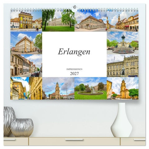Erlangen Impressionen (hochwertiger Premium Wandkalender 2027 DIN A2 quer), Kunstdruck in Hochglanz