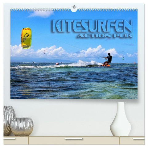 Kitesurfen - Action pur (hochwertiger Premium Wandkalender 2027 DIN A2 quer), Kunstdruck in Hochglanz