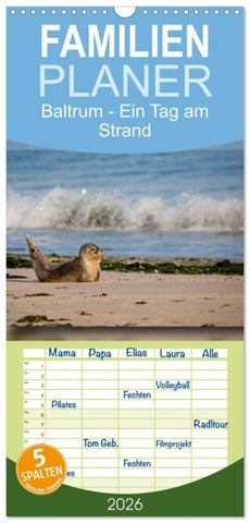 Familienplaner 2026 - Baltrum - Ein Tag am Strand mit 5 Spalten (Wandkalender, 21 x 45 cm) CALVENDO