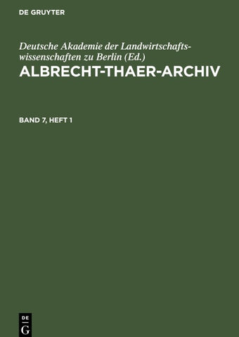 Albrecht-Thaer-Archiv. Band 7, Heft 1