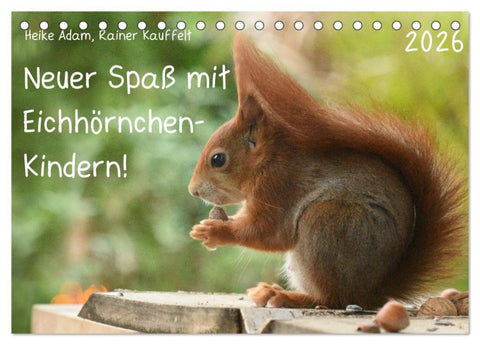 Neuer Spaß mit Eichhörnchen-Kindern (Tischkalender 2026 DIN A5 quer), CALVENDO Monatskalender