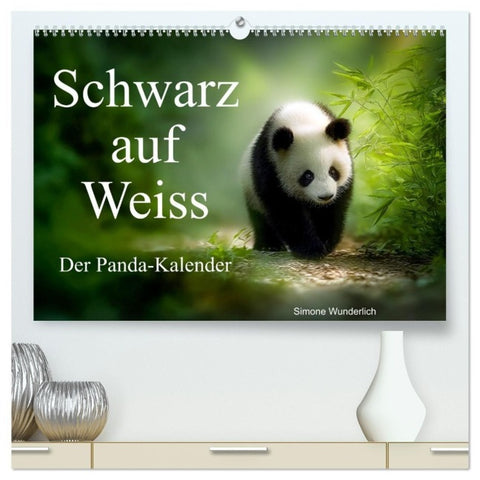 Schwarz auf Weiß - Der Panda-Kalender (hochwertiger Premium Wandkalender 2027 DIN A2 quer), Kunstdruck in Hochglanz
