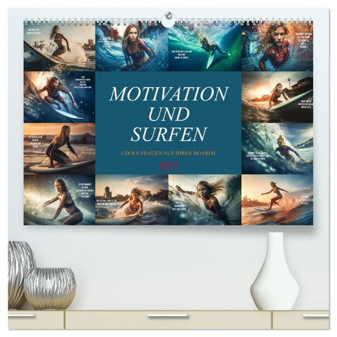 Motivation und Surfen (hochwertiger Premium Wandkalender 2027 DIN A2 quer), Kunstdruck in Hochglanz