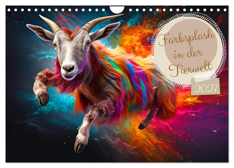 Farbsplash in der Tierwelt (Wandkalender 2027 DIN A4 quer), CALVENDO Monatskalender