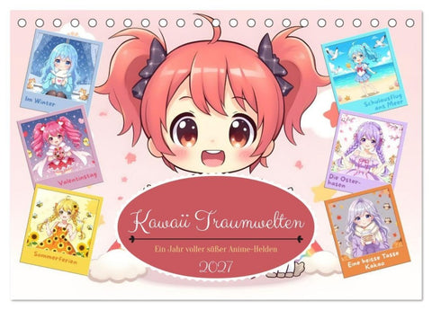 Kawaii Traumwelten (Tischkalender 2027 DIN A5 quer), CALVENDO Monatskalender